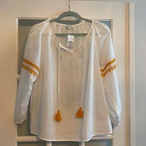 J crew white peasant top